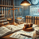 Книги, весы, судебный молот, календарь