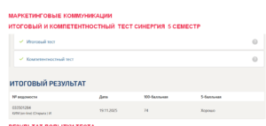 Маркетинговые коммуникации. Итоговый и компетентностный тесты