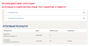 Противодействие коррупции. Итоговый и компетентностный тесты