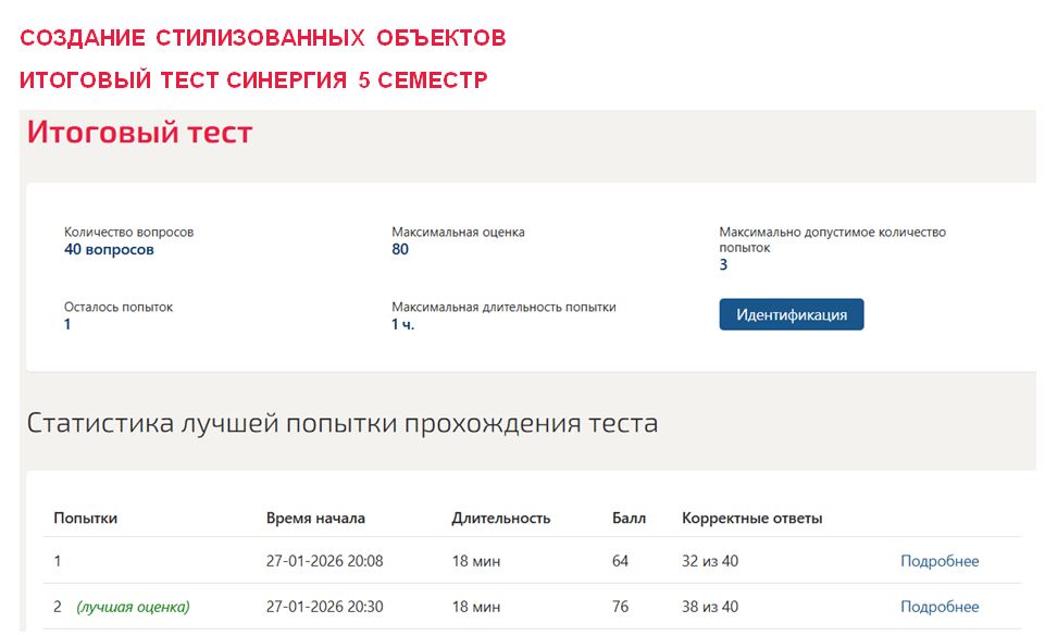 Создание стилизованных объектов, итоговый тест – 5 семестр. Синергия Создание стилизованных объектов, итоговый тест