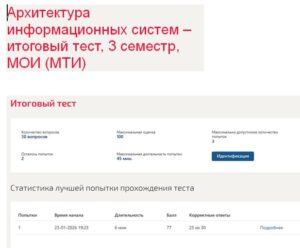 Архитектура информационных систем – итоговый тест
