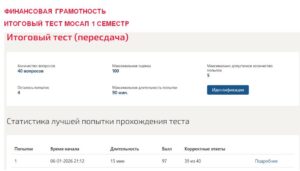 Финансовая грамотность, итоговый тест