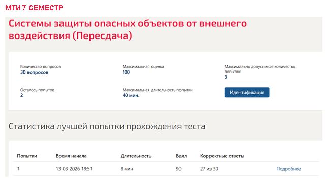 Системы защиты опасных объектов от внешнего воздействия – 7 семестр. МОИ (МТИ) Системы защиты опасных объектов от внешнего воздействия