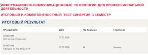 Информационно-коммуникационные технологии для профессиональной деятельности, итоговый и компетентностный тест