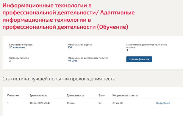 Информационные технологии в профессиональной деятельности Адаптивные информационные технологии в профессиональной деятельности – 1 семестр, МОИ (МТИ) Информационные технологии в профессиональной деятельности Адаптивные информационные технологии в профессиональной деятельности