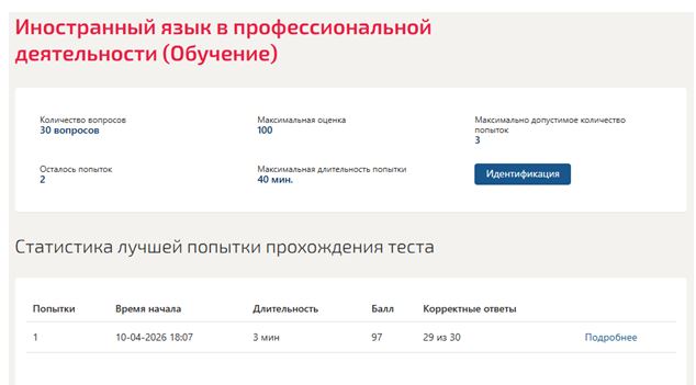 Иностранный язык в профессиональной деятельности – 4 семестр, МОИ (МТИ) Тест по иностранному языку