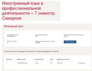 Иностранный язык в профессиональной деятельности