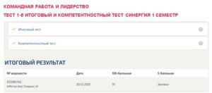 Командная работа и лидерство, тест 1-5 итоговый и компетентностный тест