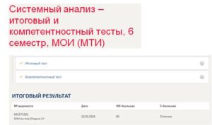 Системный анализ – итоговый и компетентностный тесты