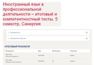 Иностранный язык в профессиональной деятельности – итоговый и компетентностный тесты