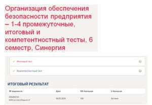 Организация обеспечения безопасности предприятия 1–4 промежуточные, итоговый и компетентностный тесты