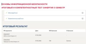 Основы информационной безопасности, итоговый и компетентностный тест