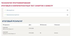 Технология программирования, итоговый и компетентностный тест