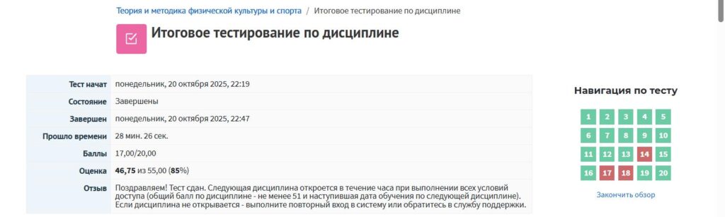 Теория и методика физической культуры и спорта- тесты НИИДПО