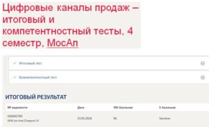 Цифровые каналы продаж – итоговый и компетентностный тесты, 4 семестр, МосАп Цифровые каналы продаж – итоговый и компетентностный тесты