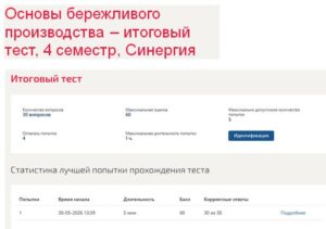 Основы бережливого производства – итоговый тест, 4 семестр, Синергия Основы бережливого производства – итоговый тест
