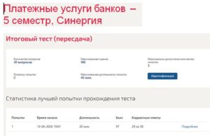 Платежные услуги банков – 5 семестр, Синергия