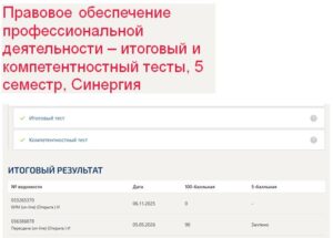 Правовое обеспечение профессиональной деятельности – итоговый и компетентностный тесты, 5 семестр, Синергия Правовое обеспечение профессиональной деятельности – итоговый и компетентностный тесты