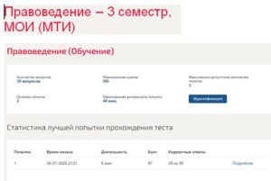 Правоведение – 3 семестр, МОИ (МТИ) Правоведение