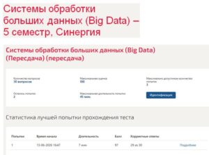 Системы обработки больших данных (Big Data) – 5 семестр, Синергия Системы обработки больших данных (Big Data)