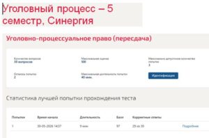 Уголовный процесс – 5 семестр, Синергия