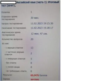Английский язык (часть 1) Итоговый тест (зачёт) Английский язык (часть 1) Итоговый тест (зачёт)