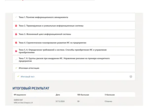 Информационный менеджмент. Итоговый тест