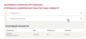 Экономика и финансы организации. Итоговый и компетентностный тесты. 3 семестр. МОИ (МТИ) Экономика и финансы организации. Итоговый и компетентностный тесты