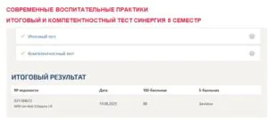 Современные воспитательные практики. Итоговый и компетентностный тест. 5 семестр. Синергия Современные воспитательные практики