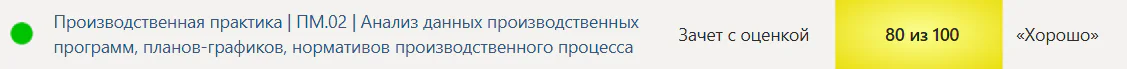 Производственная практика ПМ.02 Анализ данных производственных программ, планов-графиков, нормативов производственного процесса