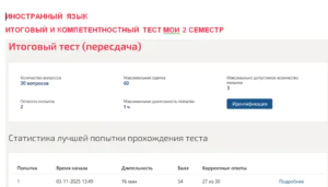 Иностранный язык. Итоговый и компетентностный тесты. 2 семестр. МОИ (МТИ) Иностранный язык. Итоговый и компетентностный тесты