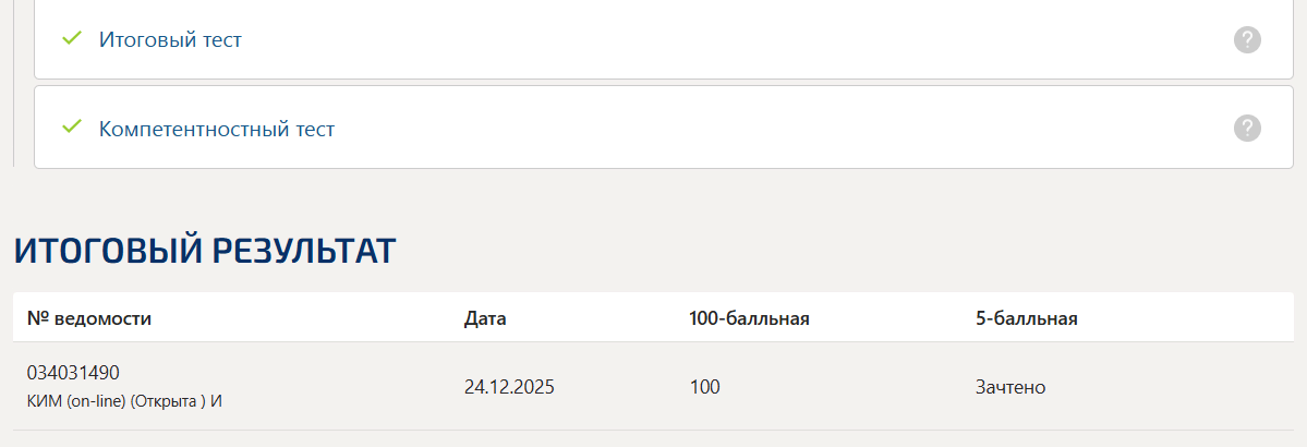 Дискретная математика итоговый и компетентностный тест